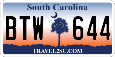 SC license plate BTW644