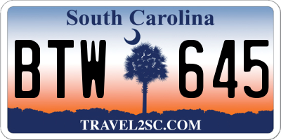SC license plate BTW645