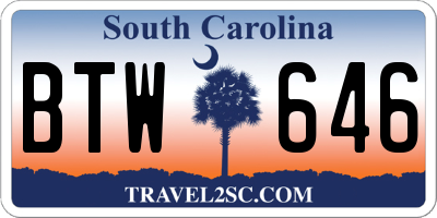SC license plate BTW646