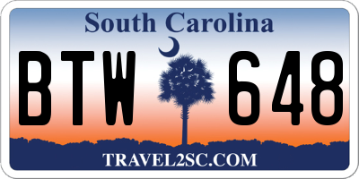 SC license plate BTW648