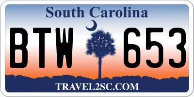 SC license plate BTW653