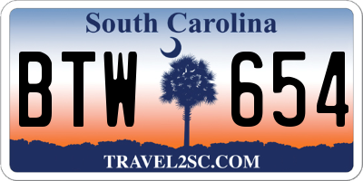 SC license plate BTW654
