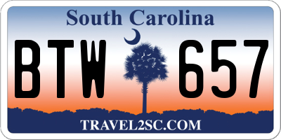 SC license plate BTW657