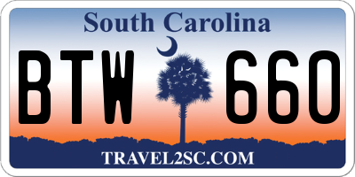 SC license plate BTW660