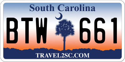 SC license plate BTW661