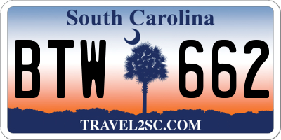 SC license plate BTW662