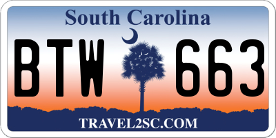 SC license plate BTW663