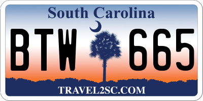 SC license plate BTW665
