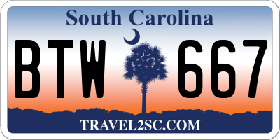 SC license plate BTW667