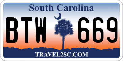 SC license plate BTW669