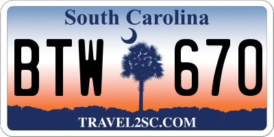 SC license plate BTW670