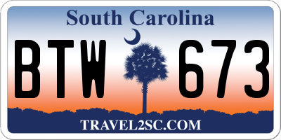 SC license plate BTW673