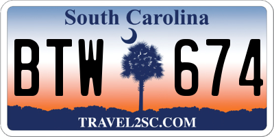 SC license plate BTW674