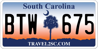 SC license plate BTW675