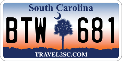 SC license plate BTW681