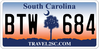 SC license plate BTW684