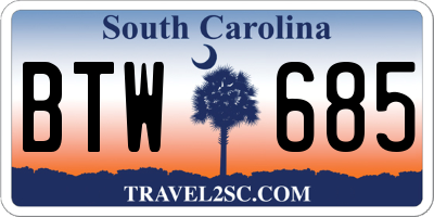 SC license plate BTW685