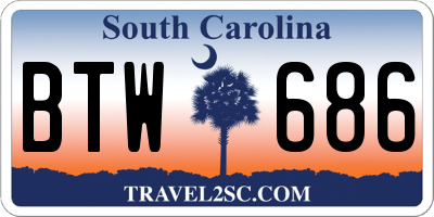 SC license plate BTW686