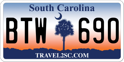 SC license plate BTW690