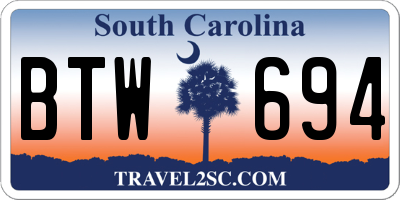 SC license plate BTW694