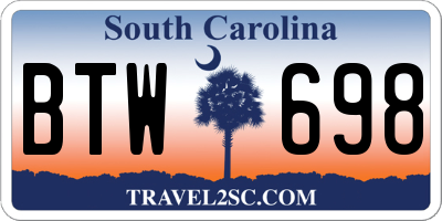 SC license plate BTW698