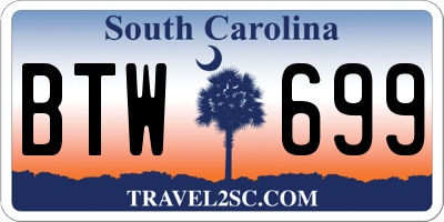 SC license plate BTW699