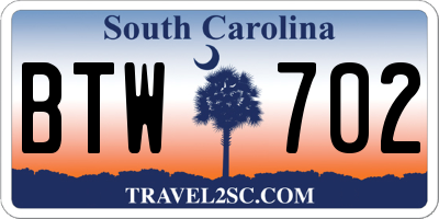 SC license plate BTW702