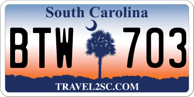 SC license plate BTW703