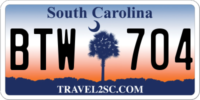 SC license plate BTW704