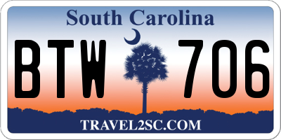 SC license plate BTW706