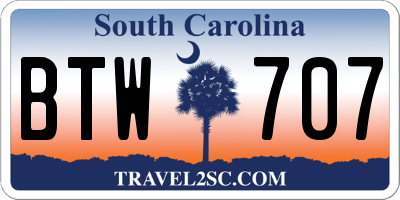 SC license plate BTW707
