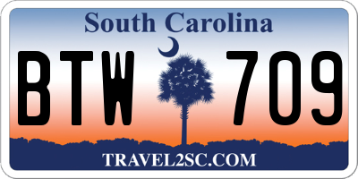 SC license plate BTW709