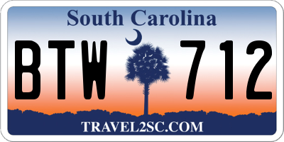 SC license plate BTW712