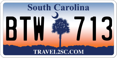 SC license plate BTW713