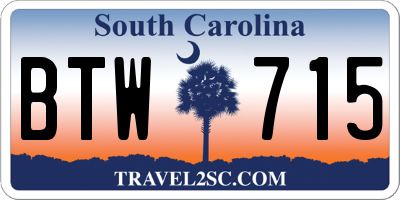 SC license plate BTW715