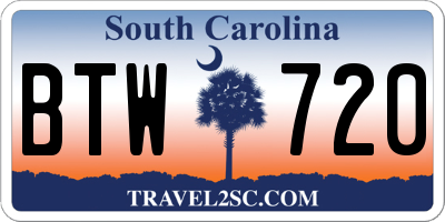 SC license plate BTW720