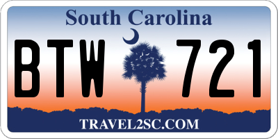 SC license plate BTW721