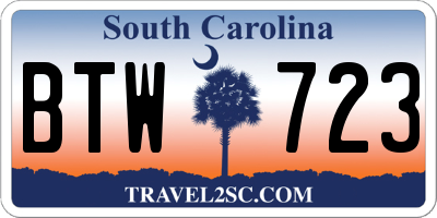 SC license plate BTW723