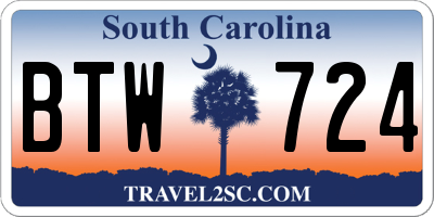 SC license plate BTW724