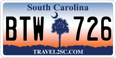 SC license plate BTW726