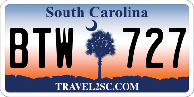 SC license plate BTW727