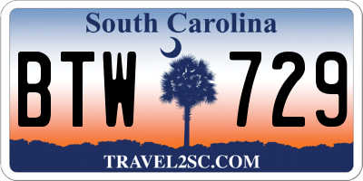 SC license plate BTW729