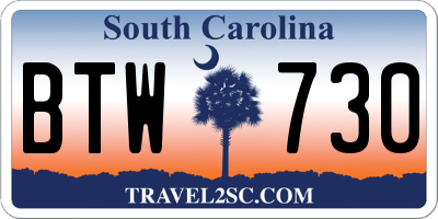 SC license plate BTW730