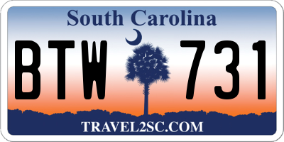SC license plate BTW731