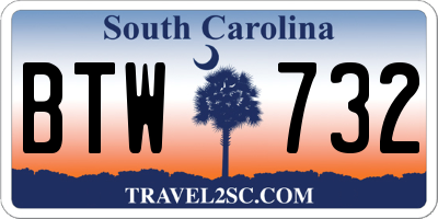 SC license plate BTW732