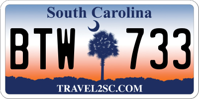 SC license plate BTW733
