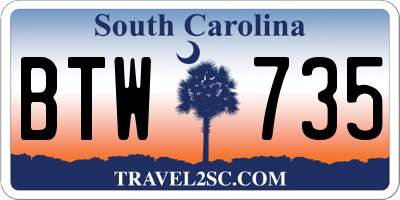 SC license plate BTW735