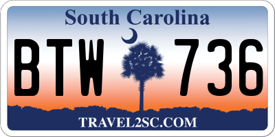 SC license plate BTW736