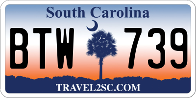 SC license plate BTW739