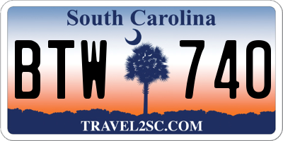 SC license plate BTW740